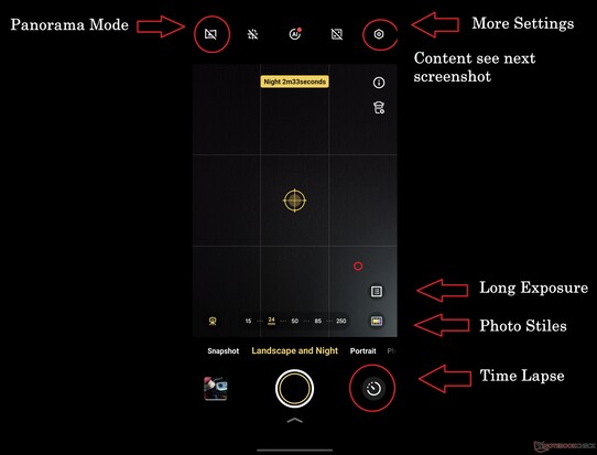 Le modalità Paesaggio e Notte contengono una serie di caratteristiche diverse, purtroppo distribuite in modo piuttosto casuale.