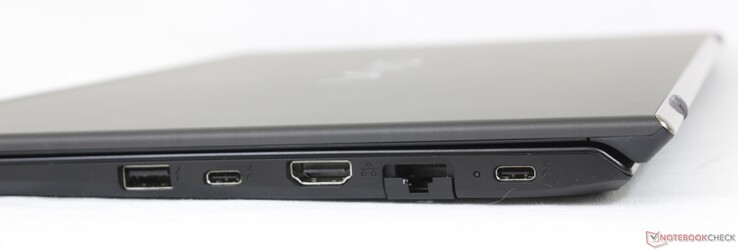 Destra: USB-A 3.1, 2x USB-C con Thunderbolt 4 + DP + PD, HDMI 2.0, Gigabit RJ-45