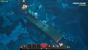 Nella foto: uno screenshot del gameplay di Minecraft Dungeons.