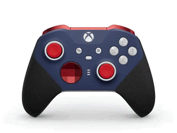 Controller wireless Xbox Elite Serie 2 Core in rosso e blu.