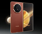 Honor si dice che offrirà il Magic V5 in quattro colori, tra cui uno che sostituirà la variante Reddish Brown progettata per il Magic V3, nella foto. (Fonte immagine: Honor - modificato)