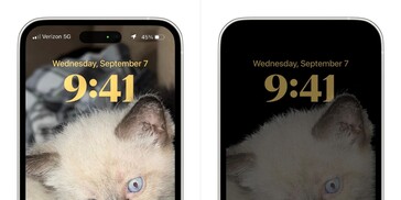 mockup del display always-on dell'iPhone 14 Pro. (Fonte: anonymous-A.S./MacRumors)