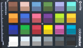 Immagine del grafico ColorChecker: Il colore target viene visualizzato nella metà inferiore di ciascun campo.