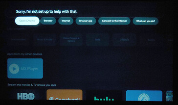 A Google TV è stato chiesto di trovare un "browser web" con la voce. (Fonte: Notebookcheck)