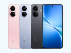 Vivo V60 Lite 5G nei suoi tre colori disponibili: Rosa Vitalità, Blu Nebbia Titanio e Nero Notte Radiosa (fonte: Vivo)