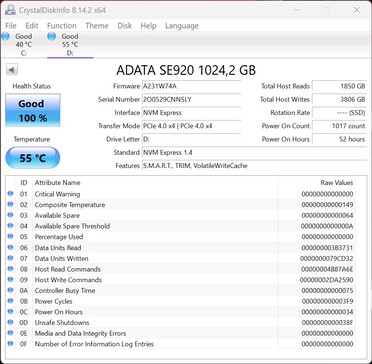 ADATA SE920 funziona con PCIe 4.0 x4