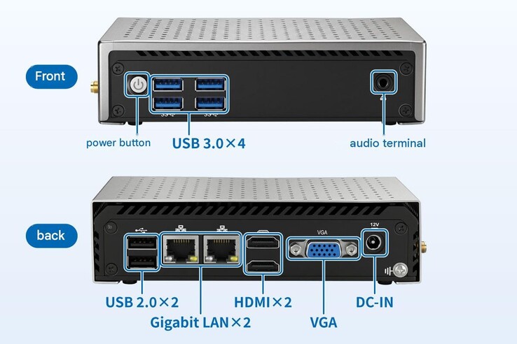 Il mini PC Links LNE6412 offre una discreta dotazione di porte.