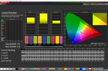 Fedeltà del colore (modalità schermo naturale, spazio colore target sRGB)