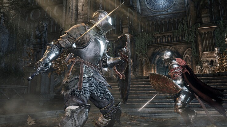 Il combattimento mostrato nella schermata di Dark Souls 3 (Fonte: Steam)