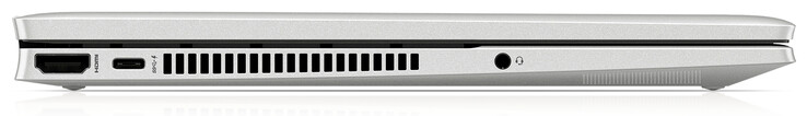 Lato sinistro: uscita HDMI, una porta USB 3.2 Gen 2 (Type-C; Power Delivery, DisplayPort), jack combinato per cuffie/microfono