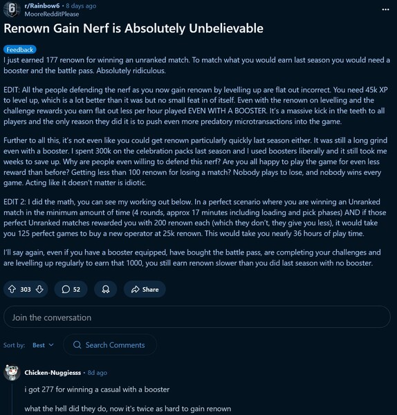 Rainbow Six Siege X cambia la valuta di gioco (Fonte: screenshot, subreddit Rainbow Six)