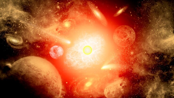Un'illustrazione che mostra come potrebbe apparire il Big Crunch. (Fonte immagine: Mark Stevenson/Stocktrek Images)