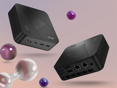 Il Revo Box con Ryzen AI 9 465 presenta un elegante chassis nero. Nella foto: un'immagine promozionale che mostra il mini PC da diverse angolazioni.