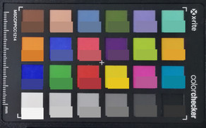 ColorChecker: il colore di riferimento e' visualizzato nella parte inferiore di ogni riquadro.