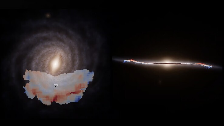 Illustrazione della grande onda della Via Lattea. (Fonte immagine: ESA, Gaia, DPAC, S. Payne-Wardenaar, E. Poggio e al)