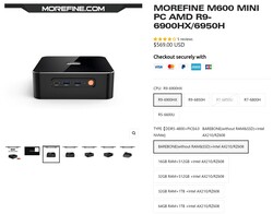 Configurazioni di Morefine M600 (fonte: Morefine)