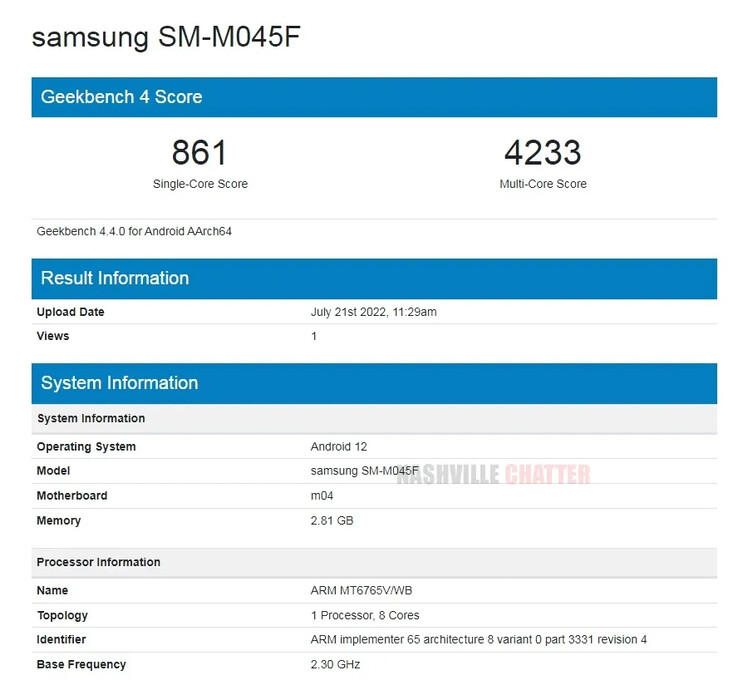 Un potenziale dispositivo di classe economica Galaxy M trapela su Geekbench. (Fonte: Geekbench via NashvilleChatter)