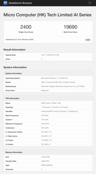 (Fonte: Geekbench)