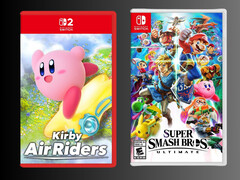 Mockup della scatola di Kirby Air Riders con la scatola di Super Smash Bros. Ultimate (Fonte: Playasia, Nintendo of America)