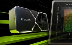 La RTX 4060 Ti di GeForce può vantare capacità di rendering DLSS 3 e un boost clock di 2,54 GHz. (Fonte immagine: Nvidia - modificato)
