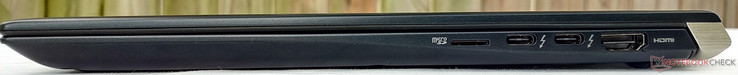 Right: microSD card, 2x USB 3.1 Type-C w/ Thunderbolt 3, HDMI