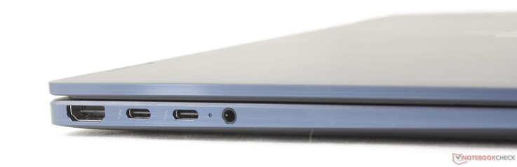 A sinistra: HDMI 2.1, 2 porte USB-C Thunderbolt 4 con DisplayPort 2.1 + Power Delivery 3.0, jack per cuffie da 3,5 mm