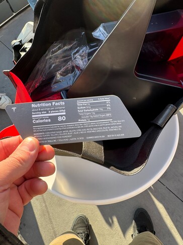 Informazioni nutrizionali delle Gomme Tesla Supercharged. (Fonte: The Kilowatts)