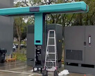 Il nuovo caricatore EV da megawatt a forma di T di BYD in costruzione.