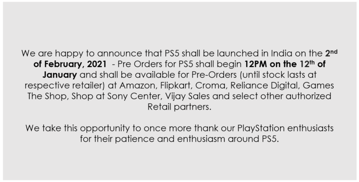PlayStation India comunica la data dei preordini per la PS5. (Fonte: Twitter)