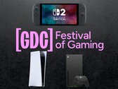 Viene mostrato il banner della GDC con le console Switch 2, PS5 e Xbox (Fonte immagine: GDC, Nintendo, Sony PlayStation, Xbox Gaming con modifiche)