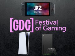 Viene mostrato il banner della GDC con le console Switch 2, PS5 e Xbox (Fonte immagine: GDC, Nintendo, Sony PlayStation, Xbox Gaming con modifiche)