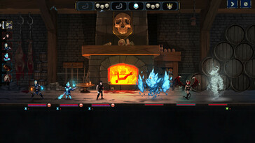 Nella foto: Una schermata di gioco di Legend of Keepers: Career of a Dungeon Manager.