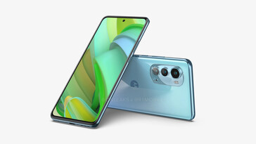 Il "Motorola Edge (2022)" nella sua presunta tonalità blu più chiara. (Fonte: 91Mobiles x OnLeaks)