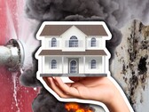 I monitor delle perdite d'acqua, i rilevatori di fumo e i termostati hanno tutti un potenziale di casa intelligente. Una casa generica, un tubo che perde e un incendio. (Fonte immagine: Canva - modifiche)