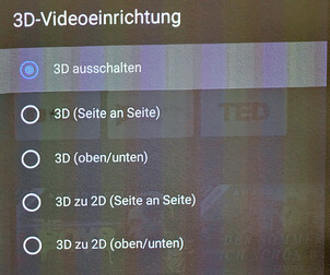 Nei menu si trova anche una funzione 3D con diverse impostazioni.