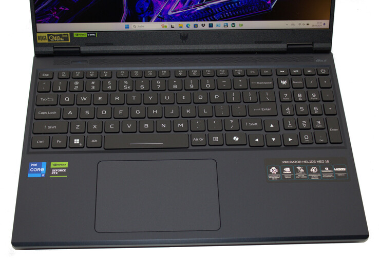 Tastiera di Acer Predator Helios Neo 16 - Acer è stata in grado di fornirci solo un modello con il layout della tastiera inglese.