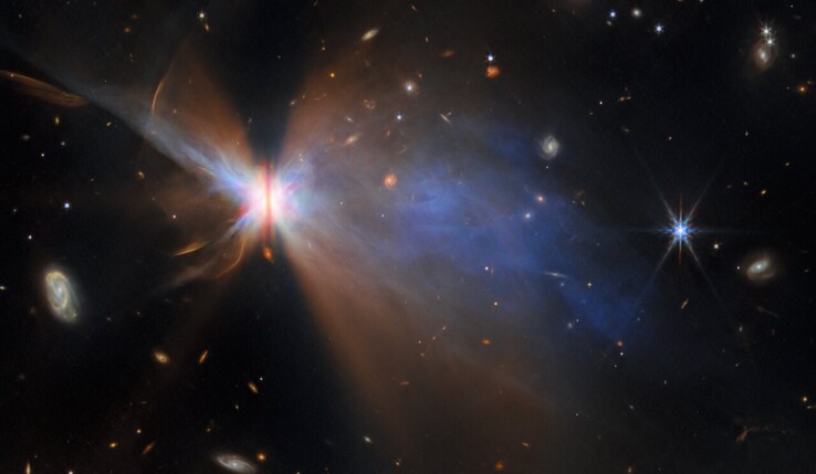 Un'immagine della stella Butterfly catturata da Webb (NASA, ESA e CSA)
