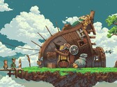 Un'immagine che mostra una casa in Owlboy.