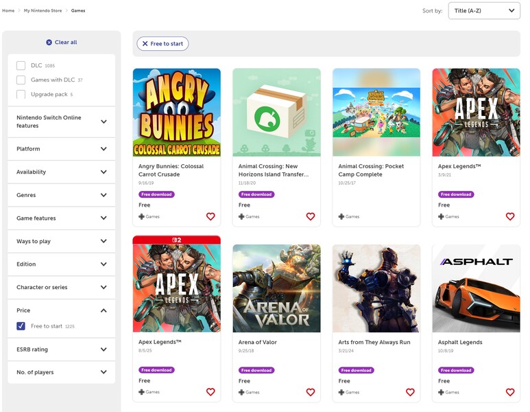 I giochi del Nintendo eShop sono gratuiti all'inizio (Fonte immagine: screenshot, Nintendo eShop)