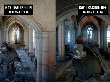 Deserto Cremisi Ray Tracing on vs off.