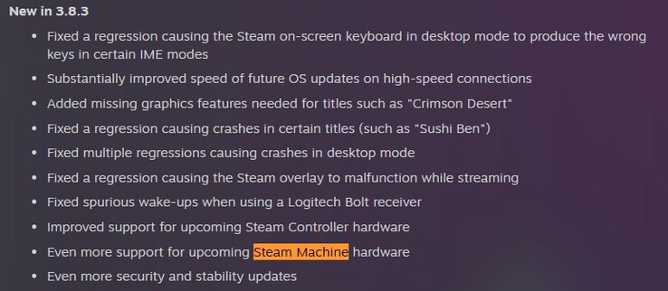 Diario di SteamOS 3.8.3 beta. 