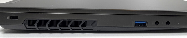 A sinistra: Kensington Lock, USB-A 3.2 Gen. 2, jack per microfono da 3,5 mm, jack per cuffie da 3,5 mm