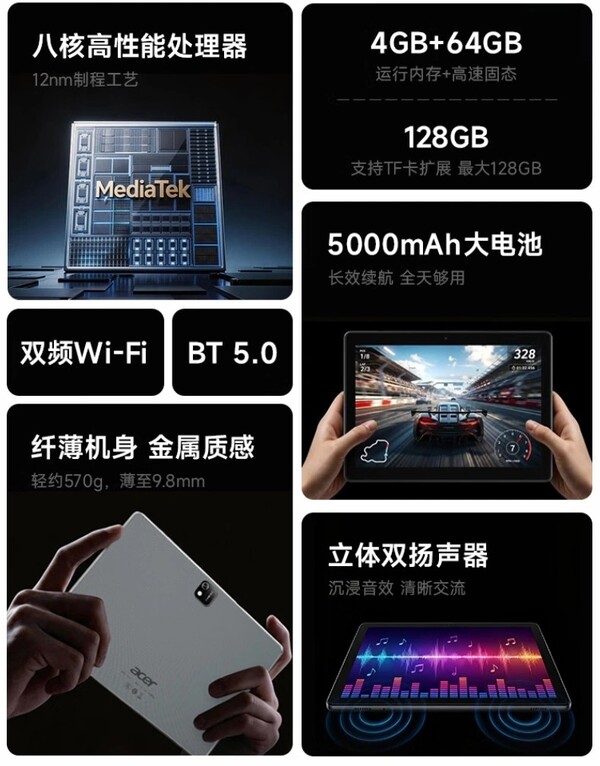 L'Acer A312 Pad è alimentato da un vecchio chipset MediaTek.