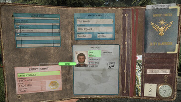 Un'immagine che mostra un passaporto in Contraband Police.