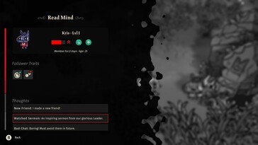 Nella foto: uno screenshot del gameplay di Cult of the Lamb.