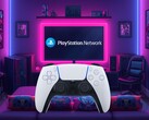 Il controller DualSense per PS5 mentre effettua l'accesso al PSN