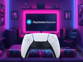 Il controller DualSense per PS5 mentre effettua l'accesso al PSN