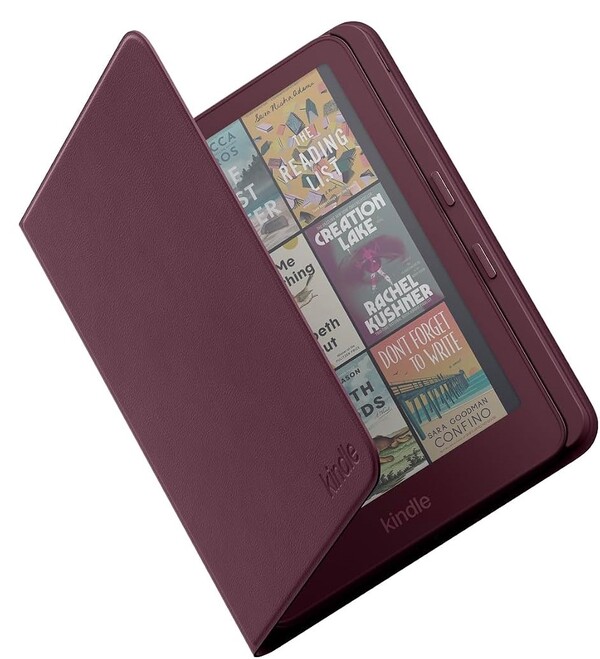 La custodia Kindle Page Turn Cover con pulsanti fisici per voltare pagina, color Fico.