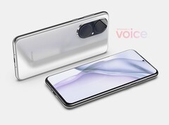 Il Huawei P50 è più piccolo del P50 Pro, e ha un display piatto. (Fonte: OnLeaks)