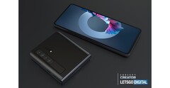 Un nuovo rendering del &quot;Huawei Mate V&quot;. (Fonte: LetsGoDigital)